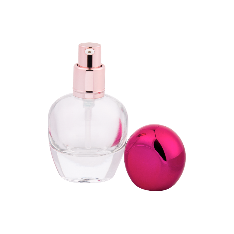 Metalik pembe abs kapaklı 30ml cam parfüm şişesi